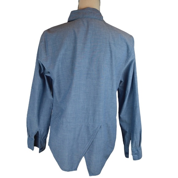 ALC Woman Cotton Chambray Tulip Hem Back Blouse, Size Small - Picture 8 of 10